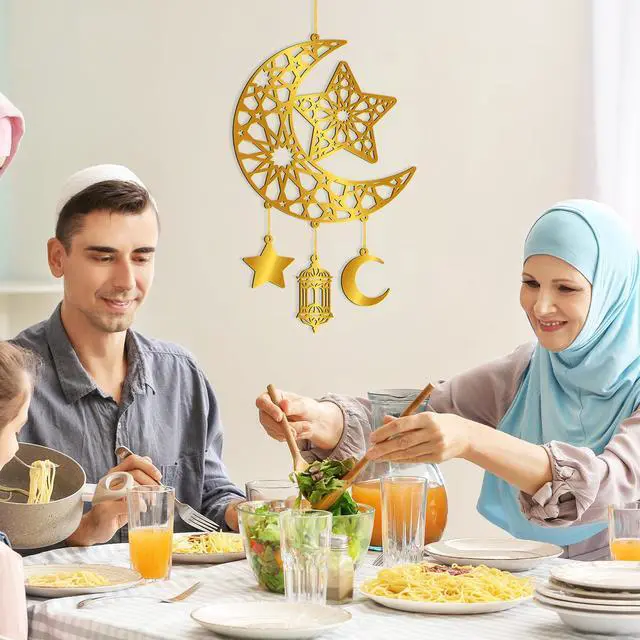Alt view image 5 of 7 - Ramadan Decoration for Home Acrylic Ramadan Door Wreath Ramadan Mubarak Islamic Wall Decor Hollow Moon and Star Front Door Wall Signs, Muslim Sign Eid Mubarak Kareem Ornaments Hanging for Home Party