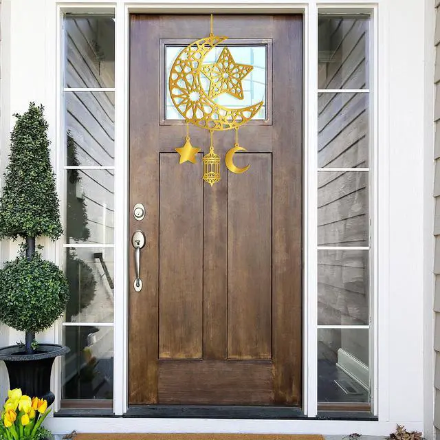 Alt view image 4 of 7 - Ramadan Decoration for Home Acrylic Ramadan Door Wreath Ramadan Mubarak Islamic Wall Decor Hollow Moon and Star Front Door Wall Signs, Muslim Sign Eid Mubarak Kareem Ornaments Hanging for Home Party