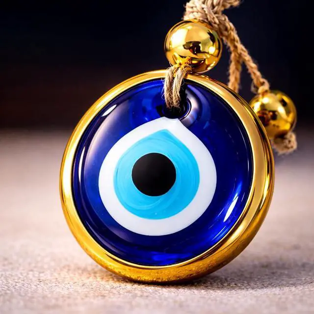 Alt view image 5 of 6 - 2.3" Turkish Evil Eye Decor Ornament Gold - Evil Eye Wall Hanging in a Box - Home Protection Charm Evil Eye Wall Decor - Turkish Nazar Amulet