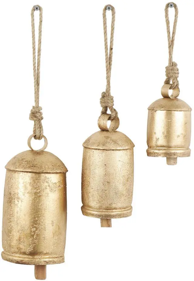 Main image of Metal Cow Bells, Meditation Bell, Set of 3, 10", 7", 5"H, Gold