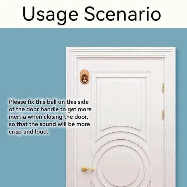 Alt view image 2 of 6 - Shopkeepers Bell - Magnetic Attached Doorbell for Door Opening - Unique Office Ornament and Hanging Decoration for Business Entrance, Fridge Sticker and Barn Door (Clock-Shaped-Beechwood)
