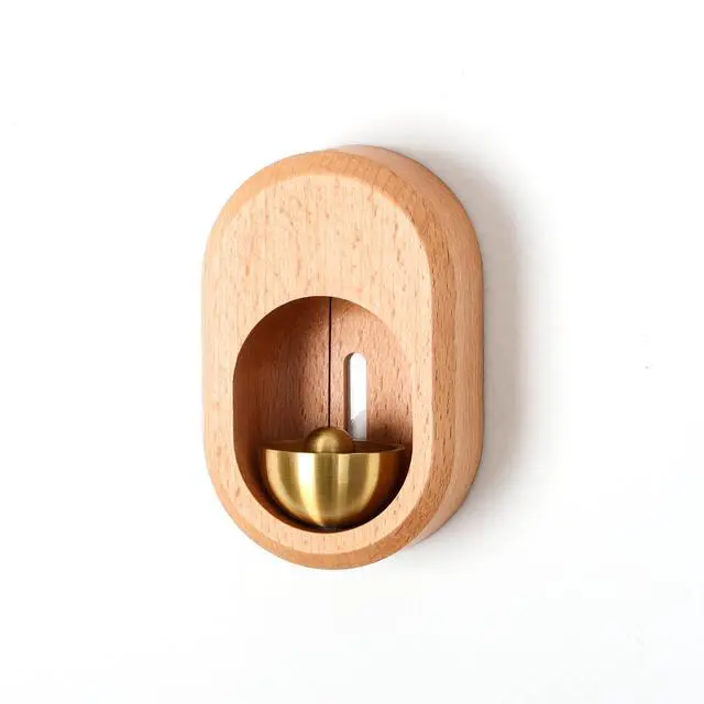 Main image of Shopkeepers Bell - Magnetic Attached Doorbell for Door Opening - Unique Office Ornament and Hanging Decoration for Business Entrance, Fridge Sticker and Barn Door (Clock-Shaped-Beechwood)