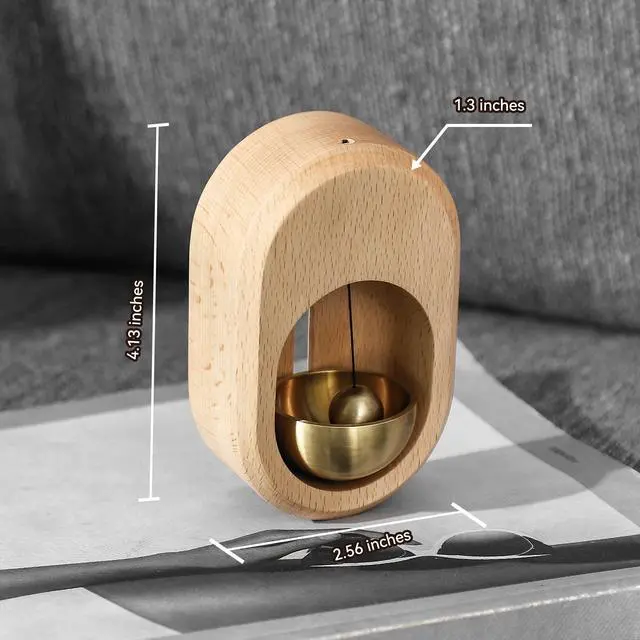 Alt view image 3 of 6 - Shopkeepers Bell - Magnetic Attached Doorbell for Door Opening - Unique Office Ornament and Hanging Decoration for Business Entrance, Fridge Sticker and Barn Door (Clock-Shaped-Beechwood)