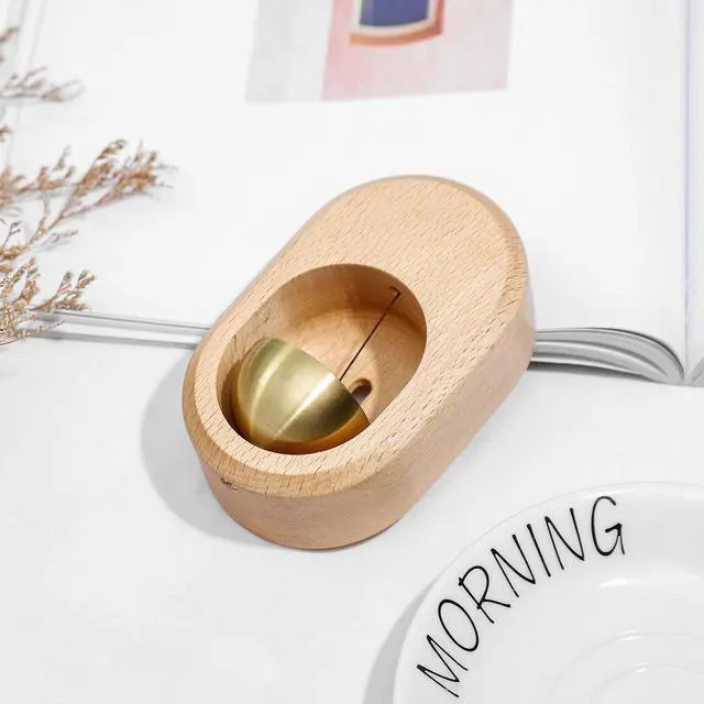Alt view image 6 of 6 - Shopkeepers Bell - Magnetic Attached Doorbell for Door Opening - Unique Office Ornament and Hanging Decoration for Business Entrance, Fridge Sticker and Barn Door (Clock-Shaped-Beechwood)