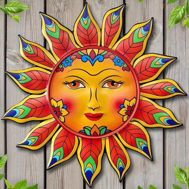 Main image of Metal Sun Flower Wall Decor,12.87 inches Sun Wall Art Hanging Decoration for Indoor and Outdoor, Garden Farmhouse Yard Patio Fence Living Room Bedroom Decor