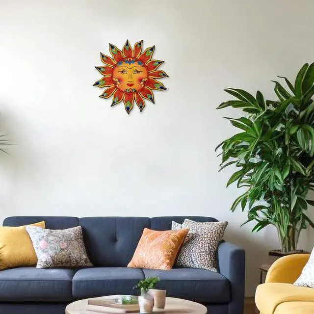 Alt view image 4 of 6 - Metal Sun Flower Wall Decor,12.87 inches Sun Wall Art Hanging Decoration for Indoor and Outdoor, Garden Farmhouse Yard Patio Fence Living Room Bedroom Decor