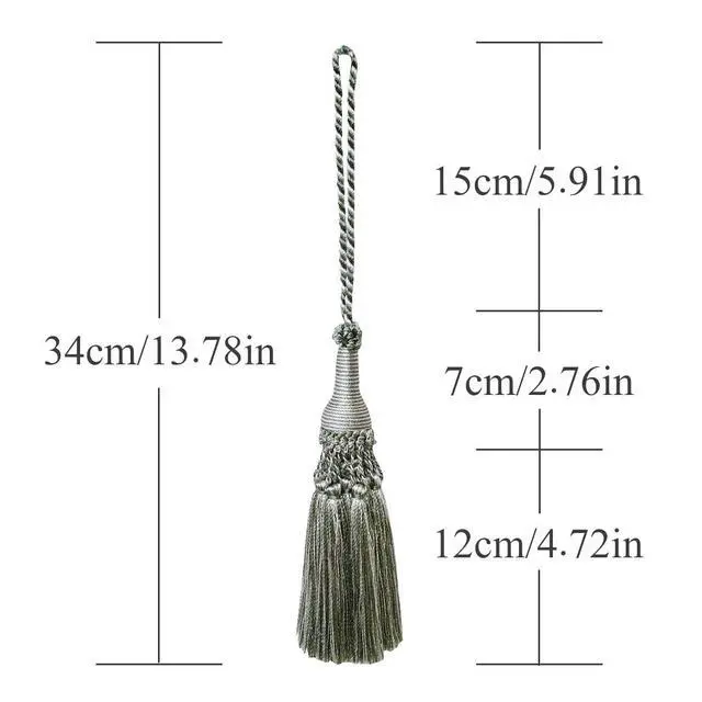 Alt view image 4 of 7 - 1 Pack Decorative Tassel with Hanging Loop, 13.78 in Total Length Elegant Curtain Tieback, Door Handle Ornament, and Home Décor Accent - E96147_D