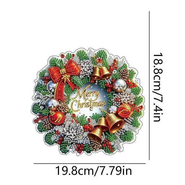 Alt view image 3 of 7 - Christmas Wreath Diamond Art Hanging Kit for Adults, DIY Diamonds Painting Door Hanger Board Kit, Special Acrylic Diamond Art Painting Pendant Ornament (Christmas Wreath)