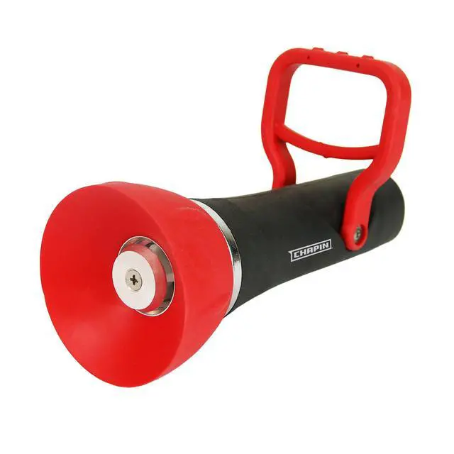 Main image of High Flow Firefighter Style Garden Hose Nozzle, Classic Fireman Style Grip Nozzle with Threaded Garden Hose Connection, Adjustable Twist Nozzle, Up to 250 PSI, Red/Black