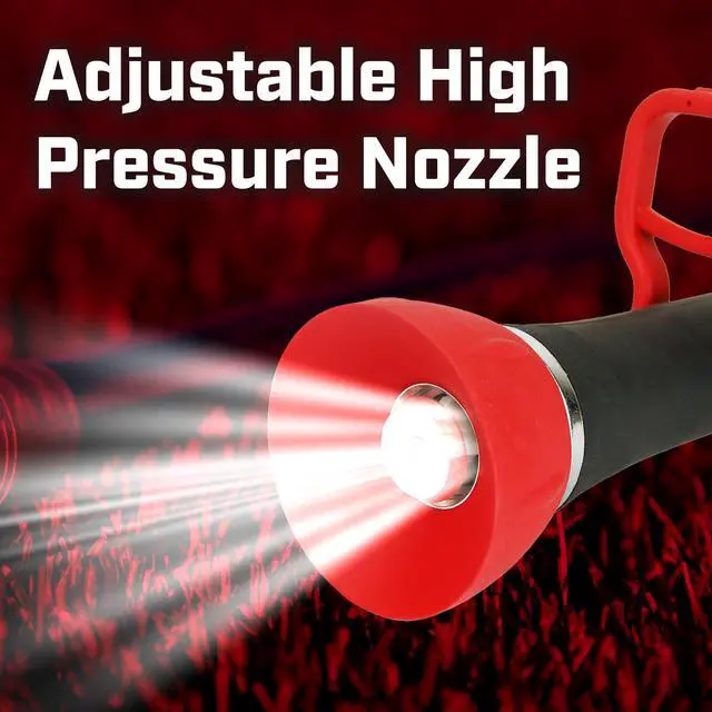 Alt view image 3 of 6 - High Flow Firefighter Style Garden Hose Nozzle, Classic Fireman Style Grip Nozzle with Threaded Garden Hose Connection, Adjustable Twist Nozzle, Up to 250 PSI, Red/Black