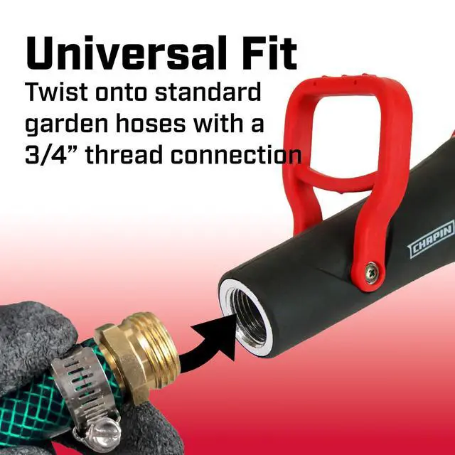 Alt view image 4 of 6 - High Flow Firefighter Style Garden Hose Nozzle, Classic Fireman Style Grip Nozzle with Threaded Garden Hose Connection, Adjustable Twist Nozzle, Up to 250 PSI, Red/Black