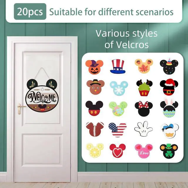 Alt view image 3 of 7 - 15.7'' Cute Mouse Seasonal Interchangeable Home Sign for Front Porch,18pcs Interchangeable Hanging Vertical Welcome Door Sign for Farmhouse/Wall/Porch Decor and Housewarming Gift