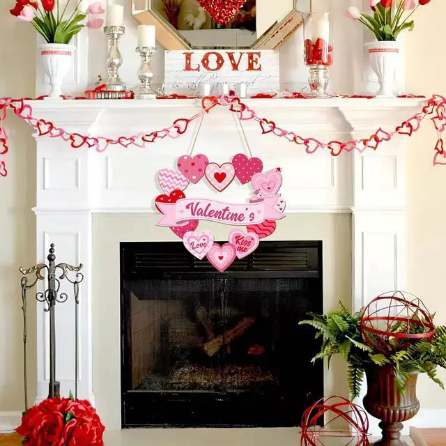 Alt view image 3 of 7 - Wooden Valentines Day Door Wreath for Front Door Sign Heart Wall Signs Valentine Decoration, Sign Welcome Hanging Crafts for Home Farmhouse Wall Decor Party Outdoor indoor Supply Heart