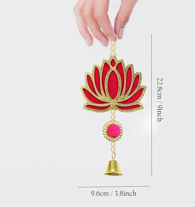 Alt view image 2 of 7 - Lotus Backdrop Hanging Pooja Decor | Plastic, 9 Inch | Set of 10 | Indian Pooja Decorations for Home, Navratri, Wedding | Puja Decoration for Home, Wedding Decorations