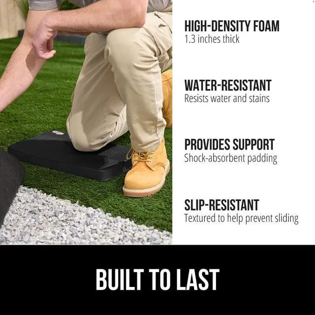 Alt view image 2 of 7 - Extra Thick Patent Pending Supportive Foam Kneeling Pad, Large Cushion Knee Pads for Gardening, Baby Bath Time, Dirt and Water Resistant, Workout and Garden Supplies, 17.5x11, Black