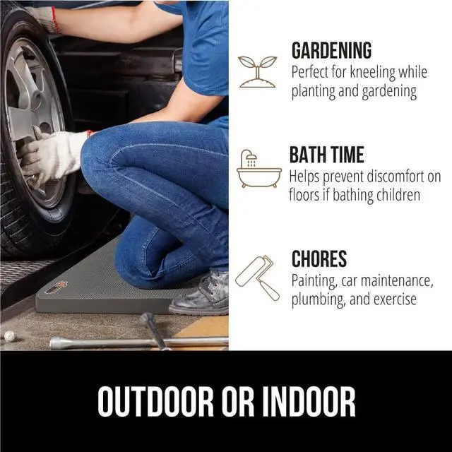 Alt view image 6 of 7 - Extra Thick Patent Pending Supportive Foam Kneeling Pad, Large Cushion Knee Pads for Gardening, Baby Bath Time, Dirt and Water Resistant, Workout and Garden Supplies, 17.5x11, Black