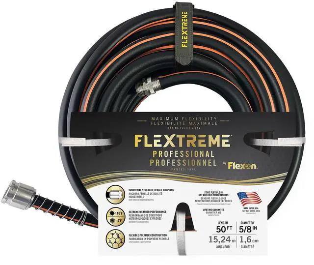 Main image of Flextreme Pro 5/8" x 50ft Performance Rubber Garden Hose Heavy-Duty, Kink-Resistant, All-Weather Flexibility, Industrial-Grade Couplings, Durable Outdoor Watering Hose for Lawn & Garden