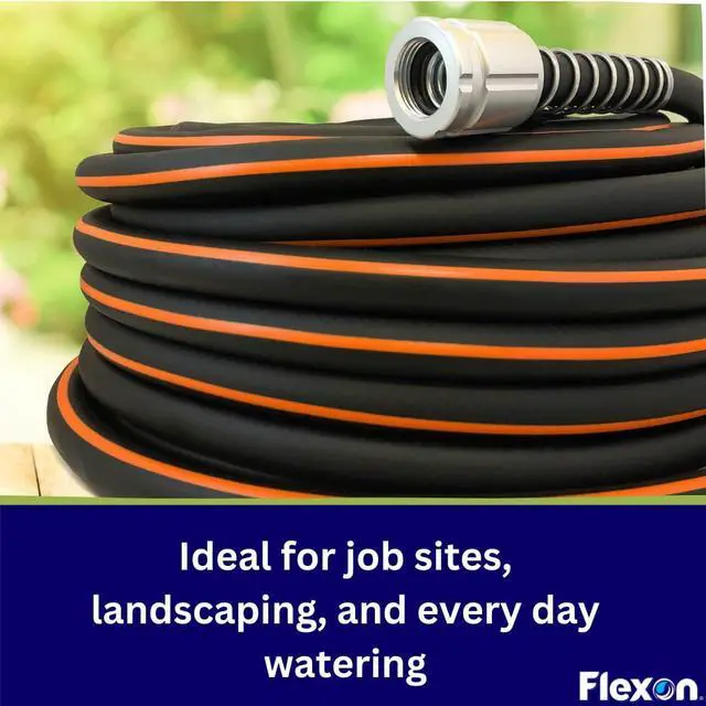 Alt view image 4 of 6 - Flextreme Pro 5/8" x 50ft Performance Rubber Garden Hose Heavy-Duty, Kink-Resistant, All-Weather Flexibility, Industrial-Grade Couplings, Durable Outdoor Watering Hose for Lawn & Garden