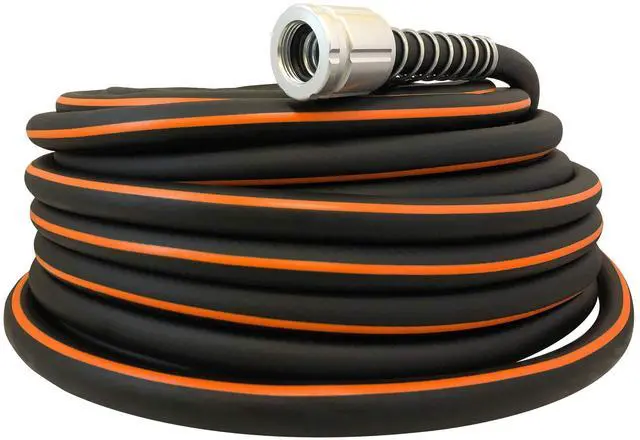 Alt view image 2 of 6 - Flextreme Pro 5/8" x 50ft Performance Rubber Garden Hose Heavy-Duty, Kink-Resistant, All-Weather Flexibility, Industrial-Grade Couplings, Durable Outdoor Watering Hose for Lawn & Garden