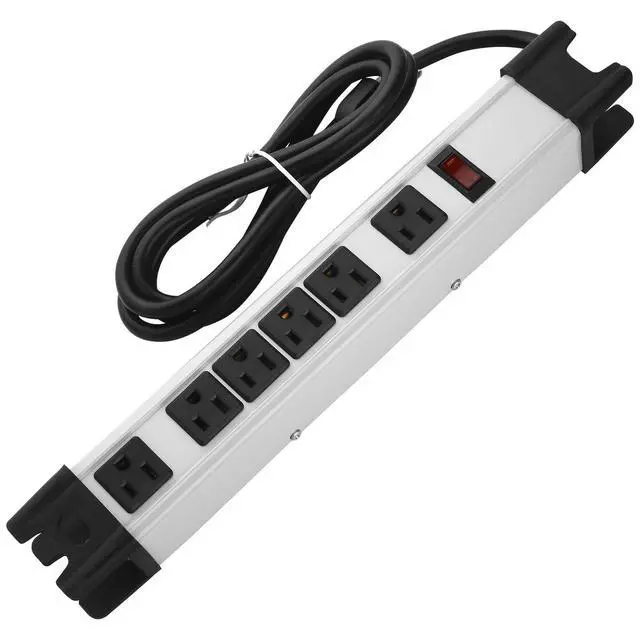 Main image of Heavy Duty Surge Protector Power Strip - 6 Outlet Industrial With 15A, Shop Workshop Garden Metal, 6FT Cord, 1200 Joules, ETL Listed (15FT, Grey)