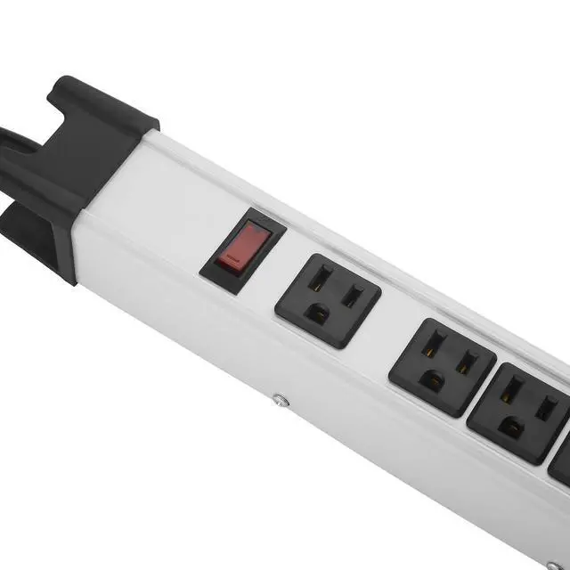 Alt view image 4 of 7 - Heavy Duty Surge Protector Power Strip - 6 Outlet Industrial With 15A, Shop Workshop Garden Metal, 6FT Cord, 1200 Joules, ETL Listed (15FT, Grey)