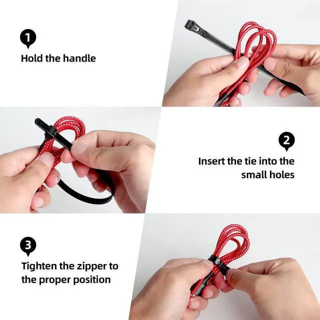 Alt view image 4 of 7 - 100Pcs Heavy Duty Industrial 14Inch Zip Toes Releasable Black Cable Ties Nylon Adjustable Tie wrap Reusable Zip Toes Tie Straps For Garden Plant Secure Vine Home Office Use