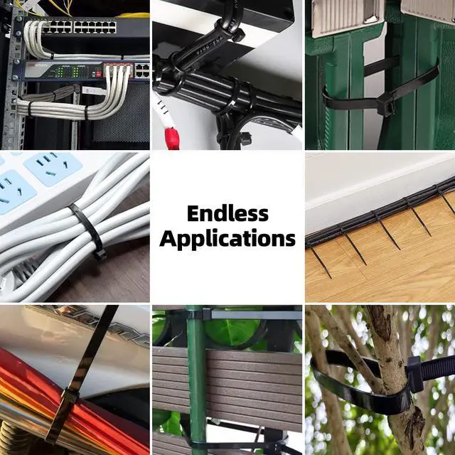 Alt view image 7 of 7 - 100Pcs Heavy Duty Industrial 14Inch Zip Toes Releasable Black Cable Ties Nylon Adjustable Tie wrap Reusable Zip Toes Tie Straps For Garden Plant Secure Vine Home Office Use