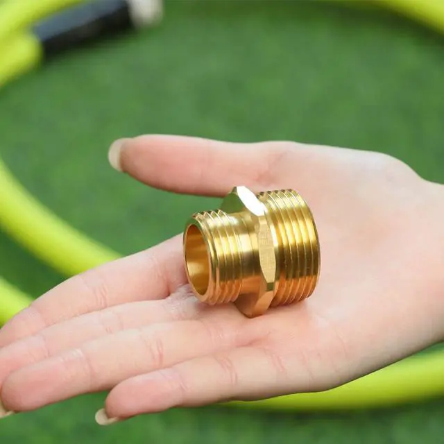 Alt view image 3 of 7 - 1" NPT Male to 3/4" GHT Male Connector, Solid Brass Garden Hose Adapter, Industrial Metal Brass Garden Hose to Pipe Fittings Connect (2 Pack)
