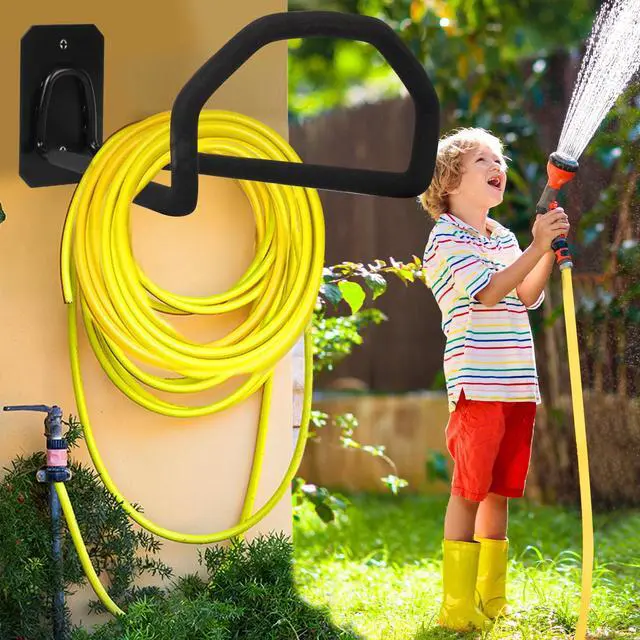 Alt view image 2 of 7 - 300 ft Garden Hose Holder - Oversized Hose Hanger Wall Mount Water Hose Holders for Outside, Extra Heavy Duty Hose Rack for Garden Hose Storage and Extension Cords