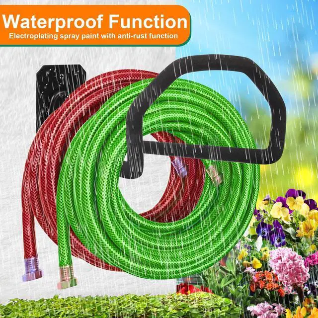 Alt view image 3 of 7 - 300 ft Garden Hose Holder - Oversized Hose Hanger Wall Mount Water Hose Holders for Outside, Extra Heavy Duty Hose Rack for Garden Hose Storage and Extension Cords