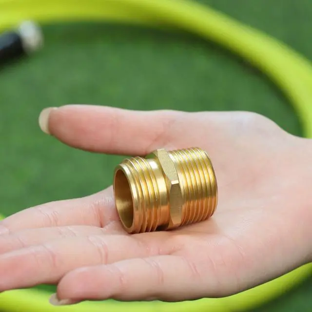 Alt view image 3 of 7 - 3/4" GHT male thread x 3/4" NPT male thread fitting or 1/2" NPT female thread, Solid brass garden hose fitting, adapter, industrial metal brass garden hose to tubing connection (2-pack)