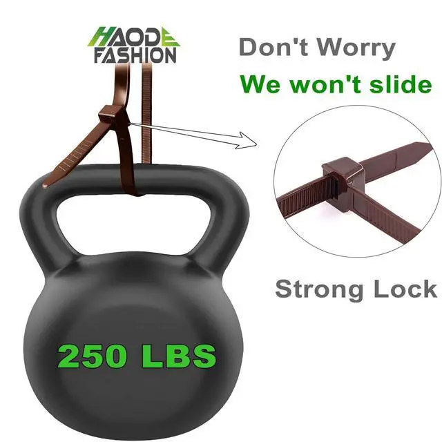 Alt view image 3 of 7 - Cable Ties 24 Inch, Brown Zip Ties 25 Pieces, Thick 0.47 inch 250 Pounds Strength, Heavy Duty Outdoor Plastic Ties for Indoor Plants, Garden, Home (24inch, Brown Color, 25 pcs)