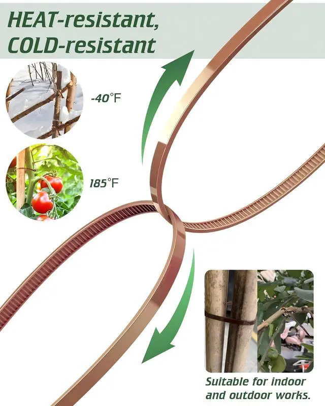 Alt view image 5 of 7 - Cable Ties 24 Inch, Brown Zip Ties 25 Pieces, Thick 0.47 inch 250 Pounds Strength, Heavy Duty Outdoor Plastic Ties for Indoor Plants, Garden, Home (24inch, Brown Color, 25 pcs)