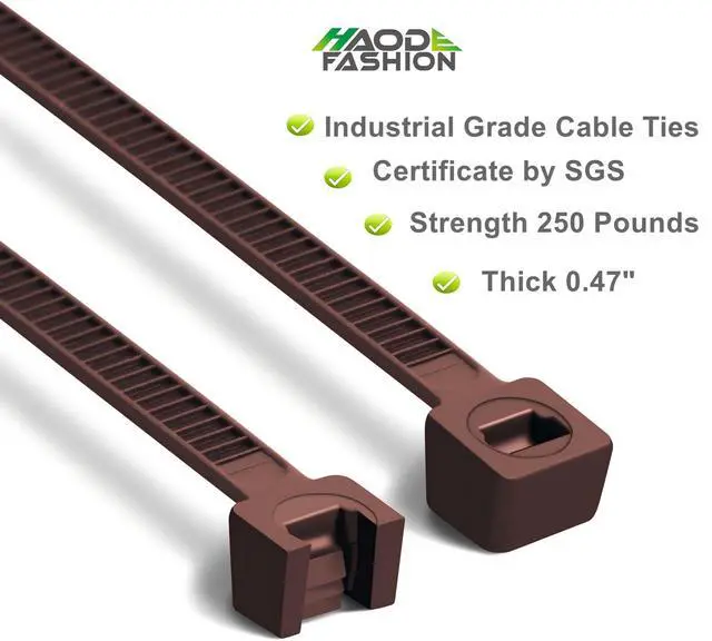 Alt view image 6 of 7 - Cable Ties 24 Inch, Brown Zip Ties 25 Pieces, Thick 0.47 inch 250 Pounds Strength, Heavy Duty Outdoor Plastic Ties for Indoor Plants, Garden, Home (24inch, Brown Color, 25 pcs)