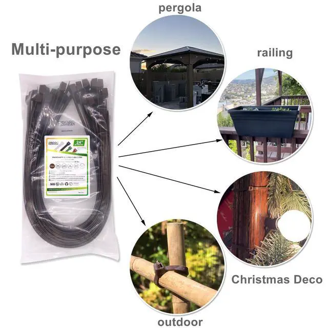 Alt view image 7 of 7 - Cable Ties 24 Inch, Brown Zip Ties 25 Pieces, Thick 0.47 inch 250 Pounds Strength, Heavy Duty Outdoor Plastic Ties for Indoor Plants, Garden, Home (24inch, Brown Color, 25 pcs)