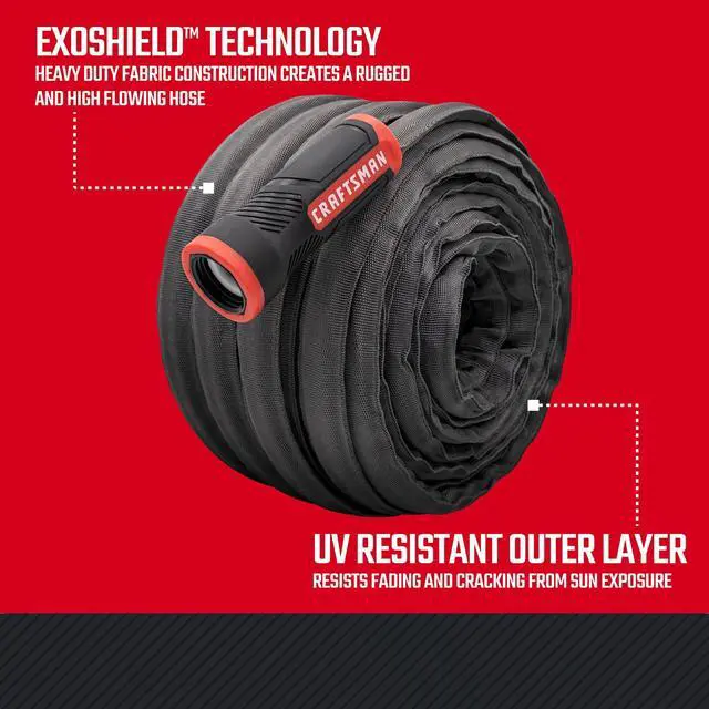Alt view image 2 of 7 - ExoShield Heavy-Duty Fabric Hose - Industrial-Grade Lightweight Garden Hose, 50 Feet x 5/8 Inch