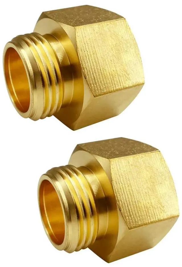 Main image of 3/4 GHT Male x 1 NPT Female Connector, Brass Garden Hose Fitting, Adapter, Industrial Metal Brass Garden Hose to Pipe Fittings Connect (2 Pack)