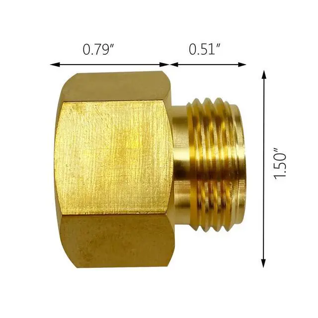 Alt view image 2 of 6 - 3/4 GHT Male x 1 NPT Female Connector, Brass Garden Hose Fitting, Adapter, Industrial Metal Brass Garden Hose to Pipe Fittings Connect (2 Pack)