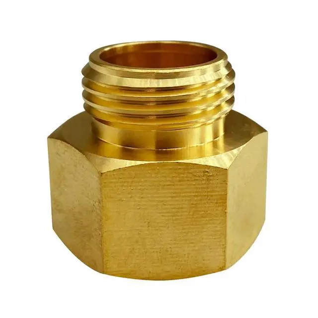 Alt view image 3 of 6 - 3/4 GHT Male x 1 NPT Female Connector, Brass Garden Hose Fitting, Adapter, Industrial Metal Brass Garden Hose to Pipe Fittings Connect (2 Pack)
