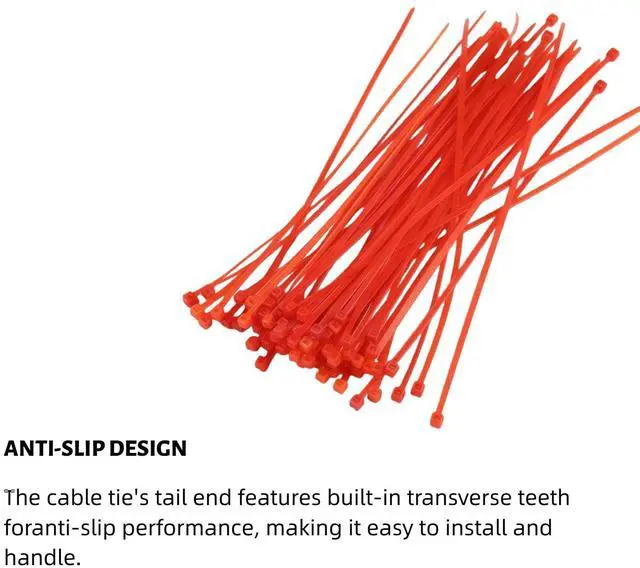 Alt view image 2 of 7 - Zip Ties, 100pcs Red Cable Zip Ties 12 Inch, Heavy Duty Nylon Wire Ties High Tensile Strength, Self-Locking Nylon Tie Wraps for Indoor and Outdoor for Object Bundling and Fastening