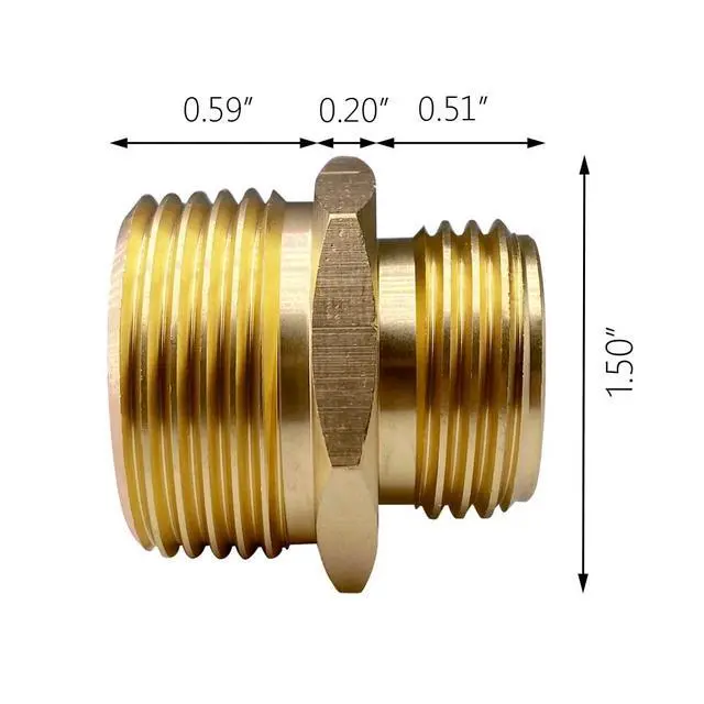 Alt view image 2 of 6 - 3/4 GHT Male x 1 NPT Male Connector, Brass Garden Hose Fitting, Adapter, Industrial Metal Brass Garden Hose to Pipe Fittings Connect (2 Pack)