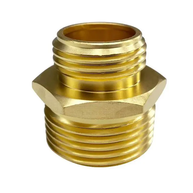 Alt view image 3 of 6 - 3/4 GHT Male x 1 NPT Male Connector, Brass Garden Hose Fitting, Adapter, Industrial Metal Brass Garden Hose to Pipe Fittings Connect (2 Pack)