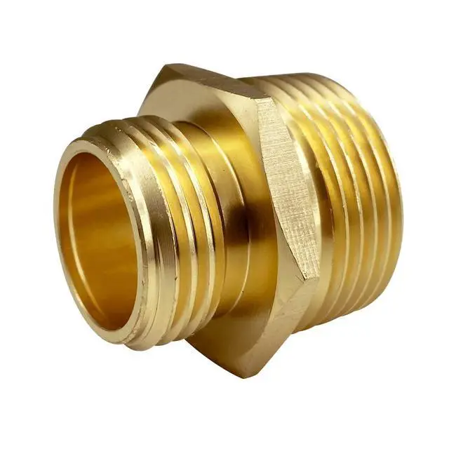 Alt view image 4 of 6 - 3/4 GHT Male x 1 NPT Male Connector, Brass Garden Hose Fitting, Adapter, Industrial Metal Brass Garden Hose to Pipe Fittings Connect (2 Pack)