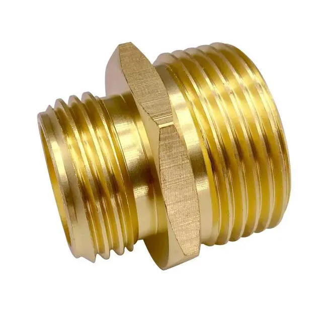 Alt view image 5 of 6 - 3/4 GHT Male x 1 NPT Male Connector, Brass Garden Hose Fitting, Adapter, Industrial Metal Brass Garden Hose to Pipe Fittings Connect (2 Pack)