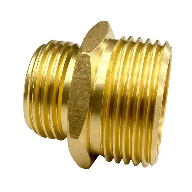 Alt view image 6 of 6 - 3/4 GHT Male x 1 NPT Male Connector, Brass Garden Hose Fitting, Adapter, Industrial Metal Brass Garden Hose to Pipe Fittings Connect (2 Pack)