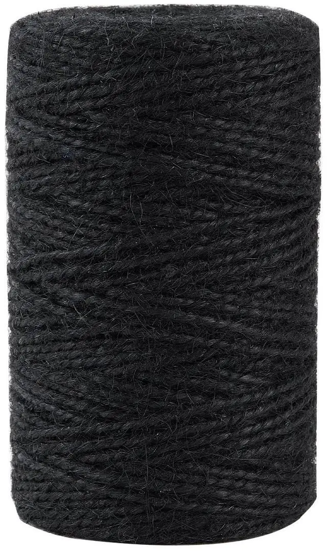 Main image of 328 Feet 2mm Thick Black Natural Jute Twine, Garden Twine Heavy Duty Industrial Packing Materials String Wrapping, Arts, and Crafts, Halloween Wrapping, Gardening Applications
