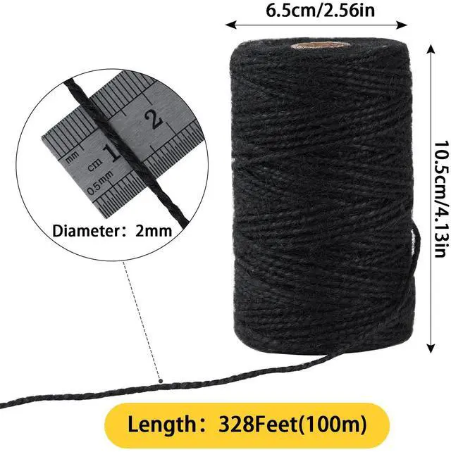 Alt view image 2 of 7 - 328 Feet 2mm Thick Black Natural Jute Twine, Garden Twine Heavy Duty Industrial Packing Materials String Wrapping, Arts, and Crafts, Halloween Wrapping, Gardening Applications