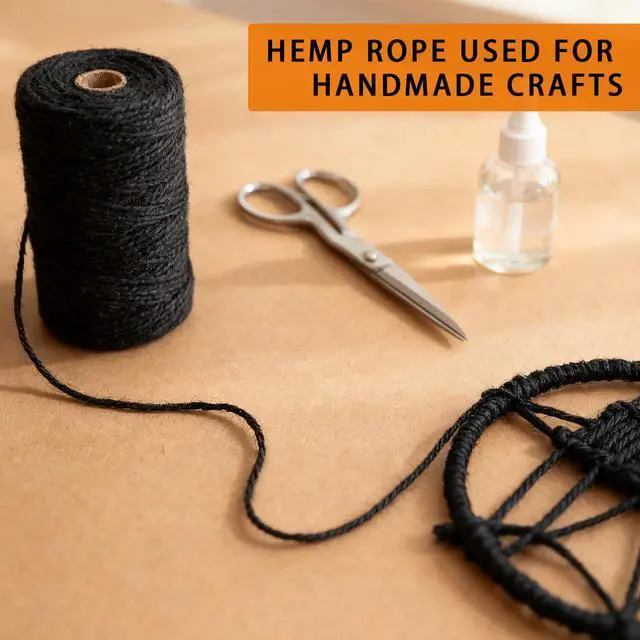 Alt view image 4 of 7 - 328 Feet 2mm Thick Black Natural Jute Twine, Garden Twine Heavy Duty Industrial Packing Materials String Wrapping, Arts, and Crafts, Halloween Wrapping, Gardening Applications