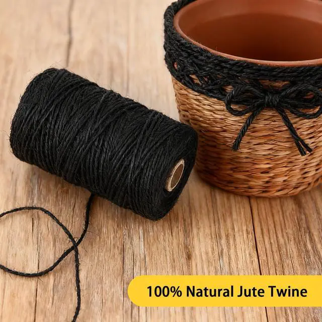 Alt view image 5 of 7 - 328 Feet 2mm Thick Black Natural Jute Twine, Garden Twine Heavy Duty Industrial Packing Materials String Wrapping, Arts, and Crafts, Halloween Wrapping, Gardening Applications