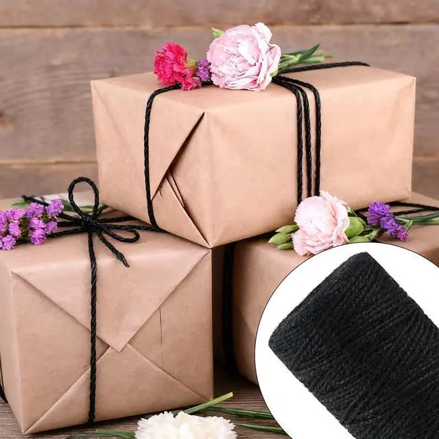 Alt view image 7 of 7 - 328 Feet 2mm Thick Black Natural Jute Twine, Garden Twine Heavy Duty Industrial Packing Materials String Wrapping, Arts, and Crafts, Halloween Wrapping, Gardening Applications